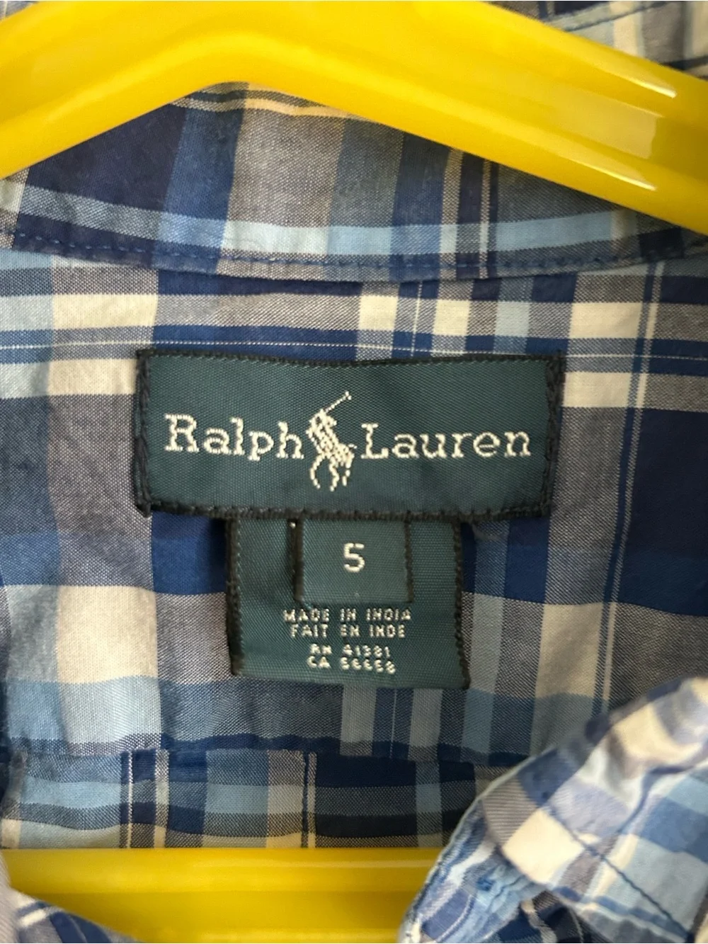 Ralph Lauren Blue Plaid Button-Down Shirt - Kids 5